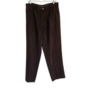 Tommy Bahama Silk Pants 36x30 pleated front chocolate brown